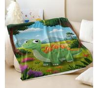 Couverture imprimée de dinosaures de dessin animé pour enfants, style jurassique - Couverture douce et confortable en flanelle pour décoration de chambre de garçon et de fille, canapé, lit (04, 150 x