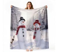 Couverture imprimée de Nature Forêt Noël Bonhomme De Neige, Couverture en Flanelle Crème Polaire légère Confortable, Chaude et en Cuir de Vache, pour canapé lit Bureau, 200 x 230 cm