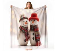 Couverture imprimée de Photographie Mignonne Noël Bonhomme De Neige, Couverture en Flanelle Couleur Polaire légère Confortable, Chaude et en Cuir de Vache, pour canapé lit Bureau, 130 x 150 cm