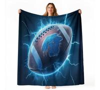 Couverture Imprimée en Flanelle 180 x 220 cm, Sports Rugby Art Numérique Thème Douce et Confortable Couverture Plaid Canape - Bleu Foncé Respirable Couvertures pour Chambre Bureau
