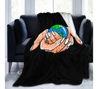 Couverture Imprimée En Flanelle, Mains Sur La Terre Pour Sauver La Terre, Couverture Douce, Couverture Chaude Pour Canapé-Lit