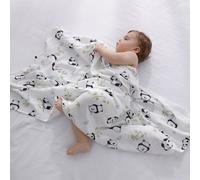 Couverture Imprimée En Mousseline De Bambou Et Coton Pour Bébé,Drap De Lit Mignon,Printemps Et Été,1 Pièce Par Paquet - Type Bamboo Forest Pandas-120x120cm