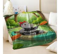 Couverture imprimée hippopotame et coccinelle - Super douce et confortable en flanelle, parfaite pour chambre d'enfant, canapé, lit (04, 150 x 200 cm)