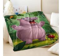 Couverture imprimée hippopotame et coccinelle - Super douce et confortable en flanelle, parfaite pour chambre d'enfant, canapé, lit (02, 200 x 200 cm)