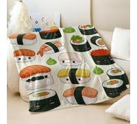 Couverture imprimée Kawaii Sushi - Super douce et confortable - En flanelle - Parfaite pour la décoration de chambre d'enfants et d'adolescents, canapé, lit (04, 150 x 200 cm)