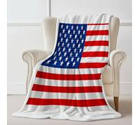Couverture imprimée Moderne Simple Drapeau américain, Couverture en Flanelle Blanc Plaid Doux Chaude Léger pour Canapé Lit Voyage Plaid Décorative pour Enfants Garçons Filles 180×200 cm