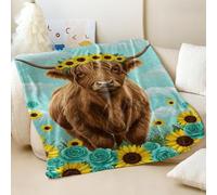 Couverture imprimée vache des Highlands pastorale, confortable et douce, idéale pour les enfants et les adultes, décoration d'intérieur (04, 200 x 200 cm)