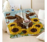 Couverture imprimée vache des Highlands pastorale - En flanelle douce et confortable - Idéale pour les enfants et les adultes - Décoration d'intérieur (03, 130 x 150 cm)