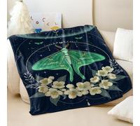 Couverture imprimée vintage papillon et mites, art de la nature mystique en flanelle, idéale pour la décoration de la maison et une utilisation en intérieur (05, 100 x 150 cm)