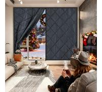 Couverture isolante 3 couches pour fenêtres en hiver,Rideaux isolants pour l'hiver,Kit d'isolation thermique pour fenêtres gris/noir/marron,Couverture thermique en Oxford coton(Noir,W 90 x H 240cm)