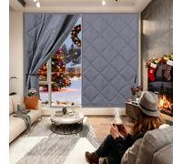 Couverture isolante 3 couches pour fenêtres en hiver,Rideaux isolants pour l'hiver,Kit d'isolation thermique pour fenêtres gris/noir/marron,Couverture thermique en Oxford coton(Gris,W160x H270cm)