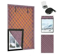 Couverture isolante à 4 couches pour fenêtre Couverture thermique pour fenêtre pours l'hiver Kit d'isolation pours fenêtres Rideau occultant anti-courants d'air,Marron,36×72in/91×183cm