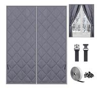 Couverture isolante thermique pour fenêtres en hiver,Rideaux thermiques hiver,Kit d'isolation pour fenêtres,Couverture isolante en coton Oxford pour chambre,Largeur x Hauteur(Gris,W110x H280cm)