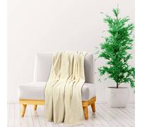 Couverture Jeté de Lit Plaid de Canapé Chambre Crème 200x240 cm Polyester vidaXL