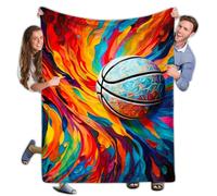 Couverture Jeté en Flanelle Basket-Ball 1 Abstrait Coloré Couverture en Flanelle Douce Plaid pour Canapé Ne Bouloche Pas Blanket Throws pour Voyage Parfaite pour Canapé 125X150Cm