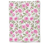 Couverture Jeté en Flanelle Belles Fleurs De Roses Blanket Throws Douce Couverture en Flanelle Moelleuse pour pour Lit Bureau Parfaite pour Canapé S