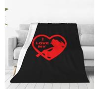 Couverture Jeté en Flanelle I Love Mon Pompier Flannel Plush Throw Douce Blanket Throws Moelleuse Couverture en Flanelle Parfaite pour Canapé pour pour Lit Bureau S