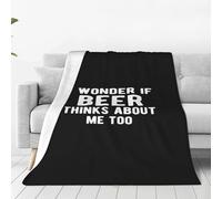 Couverture Jeté en Flanelle Je Me Demande Si La Bière Pense Aussi À Moi Blanket Throws Cozy Couverture en Flanelle Chaude Flannel Plush Throw Bureau pour Voyage pour Lit M