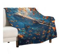 Couverture Jeté en Flanelle Requin Animal Drôle Blanket Throws Moelleuse Flannel Plush Throw Chaude Flannel Throw pour Lit pour Bureau Voyage S