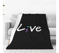 Couverture Jeté en Flanelle Sensibilisation À La Prévention du Suicide Vivre Aimer Point-Virgule Plaid pour Canapé Chaude en Flanelle Cozy Flannel Throw pour Lit pour Voyage Parfaite pour Canapé S