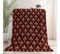 Couverture Jeté Polaire en Flanelle Châtaigne foncé Or, Plaid Doux et Moelleux, 3D Imprimé Élégant symétrique Symbole de l'iris, Idéal pour Lit, Canapé ou Voyage, 70×100 cm