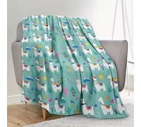 Couverture lama pour femmes et filles, couverture polaire douce pour bébé, enfant et adulte, légère, chaude, confortable, jolie couverture en alpaga pour canapé, lit, cadeau cactus coloré, vert