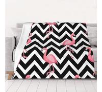 Couverture légère et confortable en peluche rétro flamant rose chevron zigzag - Couverture douce toutes saisons pour canapé, lit et voyage - Couverture décorative pour la maison et le salon - 152,4 x