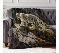 Couverture Léopard des neiges 70 x 100 cm Plaid Doux pour Canapé Lit Maison et Activités Extérieures