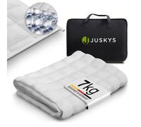 Couverture lestée blanche - Juskys - 135 x 200 cm - 7 kg - Coton, microfibre, polyester - Perles de verre - Respirable