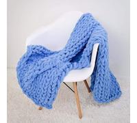 Couverture Lestée Douce Tricotée à La Main, Couverture en Tricot épais Chenille, Couvertures Douillettes Décoratives pour Lit Ou Canapé, Denim Blue, 100X120