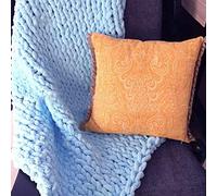 Couverture lestée en tricot épais 100 % faite à la main pour adultes - Chaude et douce - Décoration en tricot doux et chaud pour canapé, chaise et tapis pour animaux de compagnie - Bleu - 120 x 150 cm