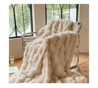 Couverture lestée en tricot épais, jeté de lit en fourrure pour lit, décoration d'intérieur confortable pour canapé, lit, compagnon, couverture épaisse en velours de lait épais (beige, 150 x 200 cm)
