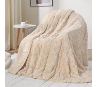 Couverture lestée pour adulte de 6,8 kg avec sherpa à poils longs en peluche douce pour un sommeil naturel et relaxant, perles en céramique, beige, 122 x 183 cm, 6,8 kg
