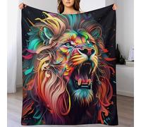 Couverture Lion pour Enfants Adulte Couvertures Flannel Douce Et Chaude pour Lit Canapé Et Travel, Lavable en Machine 130×180cm