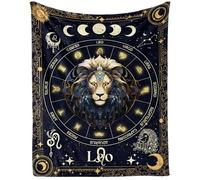 Couverture Lion pour Femmes et Hommes, Motif Astrologie secrète, imprimée, pour Adolescents et Adultes, pour Genoux, Fauteuil, canapé, Couverture Chaude et Confortable, 127 x 152 cm
