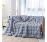 Couverture Lit 2 Personnes Fausse Fourrure De Lapin Moelleuse, Plaid Canapé Grande Taille Lestée Épais et Doux, pour Decoration Maison Lit, Canapé, Sofa(Gray,160 x 200 cm)
