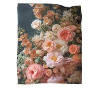 Couverture Lit Microfibre Chaude Avec Impression De Fleurs roses rouges, Plaid Canapé Confortable Et Légère, Couverture Plaid Chaude Pour Adultes Et Enfants - Impression Flowe - 50x60inch(127x152cm)