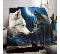 Couverture Loup 130x150, Couverture en Flanelle 3D pour Enfants - Couverture imprimée Loup - Confortable et Respirante - Couverture de canapé, Camping pour Adultes et Enfants (A,130 x 150 cm)