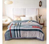 Couverture Lourde en Vison Style Coréen pour Très Grand Lit, 2 Plis Édition A & B Couverture Polaire Raschel en Peluche De 3.5 Kg pour l'hiver, Douce Et Chaude,A,200x230cm/8Lb