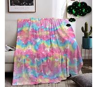 Couverture Lumineuse Plaid Enfant Fille, Couverture Enfant Licorne Phosphorescent, Couverture Chaude Flanelle avec Étoiles et Motifs de Poney pour Garçons, Filles (Licorne B, 150x200cm)
