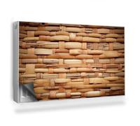 Couverture Magnétique 100x60 cm Anti-poussière Facile à Installer Protège et Décore Cache Radiateur Tapis Design pour Radiateurs - Natte en Bambou Couleurs Chaudes