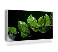 Couverture Magnétique 110x60 cm Cache Radiateur Facile à Installer Anti-poussière Tapis Design pour Radiateurs Protège et Décore - Un rameau aux Feuilles d'un Vert Intense