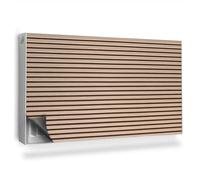 Couverture Magnétique 110x60 cm Tapis Design pour Radiateurs Protège et Décore Facile à Installer Cache Radiateur Anti-poussière - Lamelles en Bois Naturel Clair, Niveau