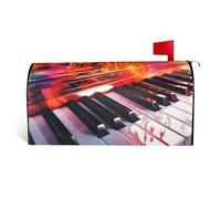 Couverture magnétique colorée pour boîte aux lettres avec clavier de piano et note de musique, taille standard, 64,8 x 53,3 cm, couverture de boîte aux lettres décorative imperméable pour boîte aux