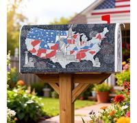 Couverture magnétique de boîte aux lettres avec carte des États-Unis, statue patriotique festive du Capitole, bâtiment le jour de l'indépendance, rouge pour décoration de jardin et cour, 53,3 x 64,9