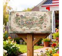Couverture magnétique de boîte aux lettres avec carte - Motif floral patriotique vintage - Drapeaux - Jour de l'indépendance - Pour décoration de maison et de jardin - 45,7 x 53,3 cm