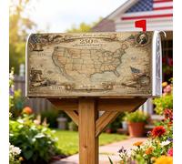 Couverture magnétique de boîte aux lettres avec motif carte et drapeau vintage historique pour décoration de cour avant 53,3 x 64,9 cm