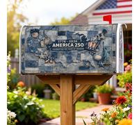 Couverture magnétique de boîte aux lettres avec motif de carte - Statue patriotique rustique de baseball - Bleu - Pour décoration de jardin et cour - 45,7 x 53,3 cm