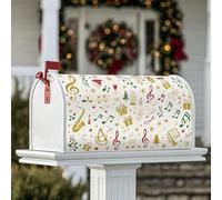 Couverture magnétique de boîte aux lettres avec notes de musique, cadeaux festifs et fantaisistes, arbres, Noël, boîte aux lettres pour décoration extérieure, cour, 53,3 x 64,9 cm