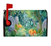Couverture magnétique de boîte aux lettres citrouille, toile d'araignée rustique fantaisie, pierre tombale, pour décoration de maison et de jardin, 45,7 x 53,3 cm